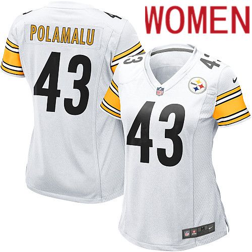 Women Pittsburgh Steelers #43 Troy Polamalu Nike White Game NFL Jersey